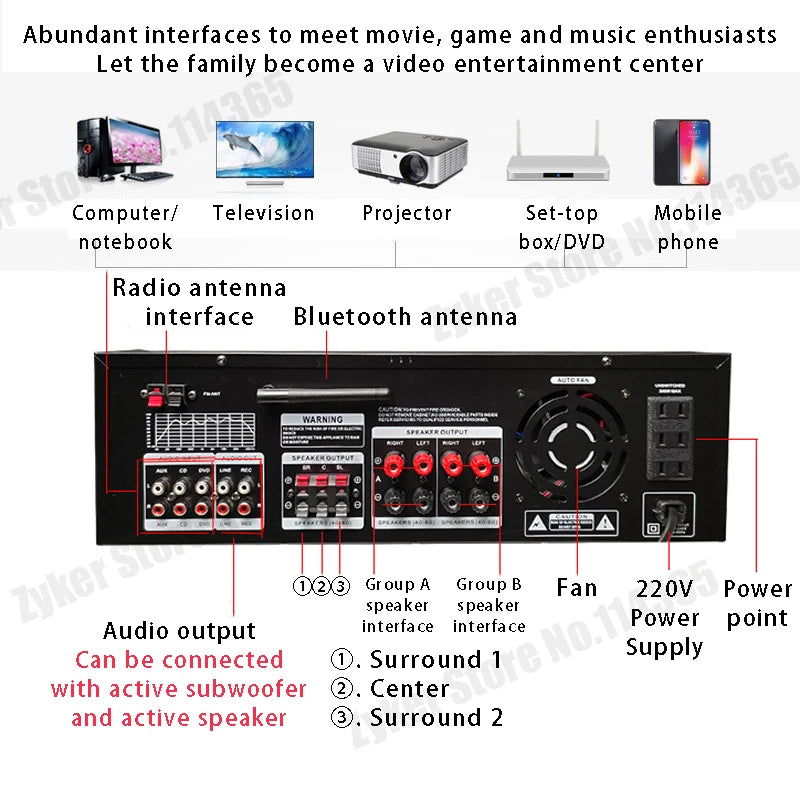 AV-555BT/999BT Bluetooth Sound Amplifiers Dual Dynamic Screen HiFi Stereo Digital Amplify For Home Car Theatre Karaoke Max 4000W