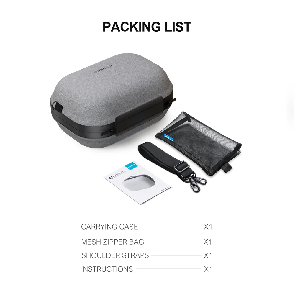 BOBOVR C3 Carrying Case Designed for Meta Quest 3 and BOBOVR S3PRO Head Strap Sling Case for Extended Travel VR Accessories