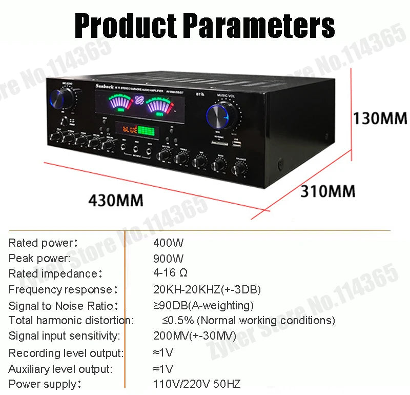 AV-555BT/999BT Bluetooth Sound Amplifiers Dual Dynamic Screen HiFi Stereo Digital Amplify For Home Car Theatre Karaoke Max 4000W